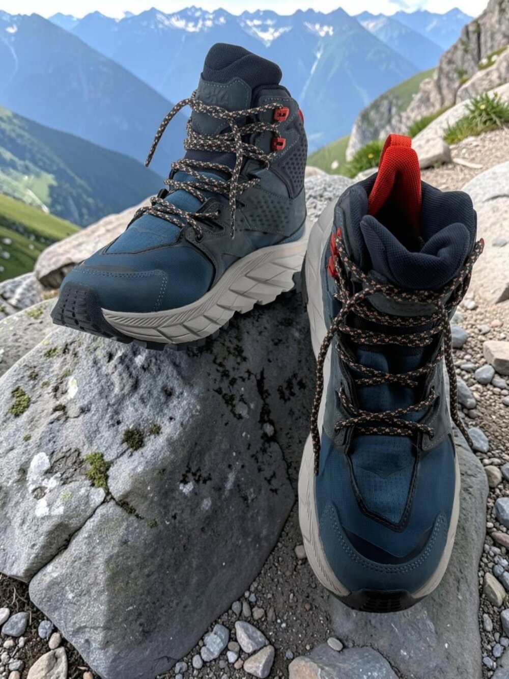 HOKA W Anacapa Mid GTX Navy Orange Hiking Boots 7B - Picture 5 of 8